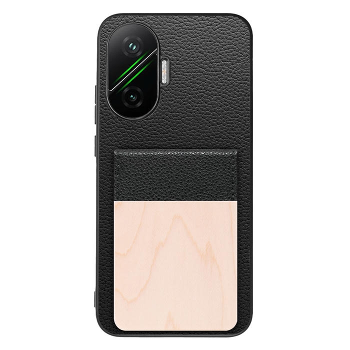 [ LOOF NATURE-SHELL ] POCO F7 Xiaomi シャオミ ケース 背面 カード収納 カード入れ カードポケット カバー スマホケース 天然木 本革 [ POCO F7 ]