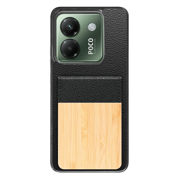 [ LOOF NATURE-SHELL ] POCO M7 Pro 5G Xiaomi シャオミ ケース 背面 カード収納 カード入れ カードポケット カバー スマホケース 天然木 本革 [ POCO M7 Pro 5G ]