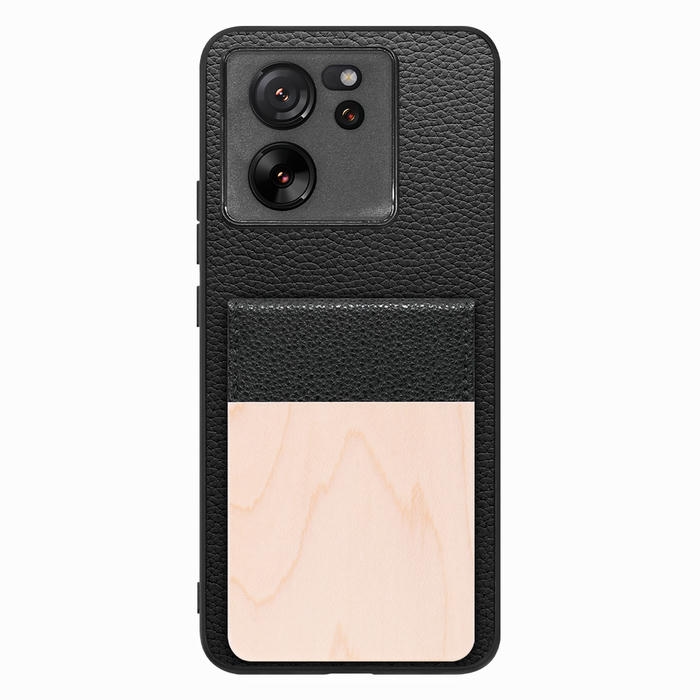 [ LOOF NATURE-SHELL ] Xiaomi 13T / 13T Pro XIG04 13 T 13TPro ケース 背面 カード収納 カード入れ カードポケット カバー スマホケース 天然木 本革 [ Xiaomi 13T / 13T Pro ]