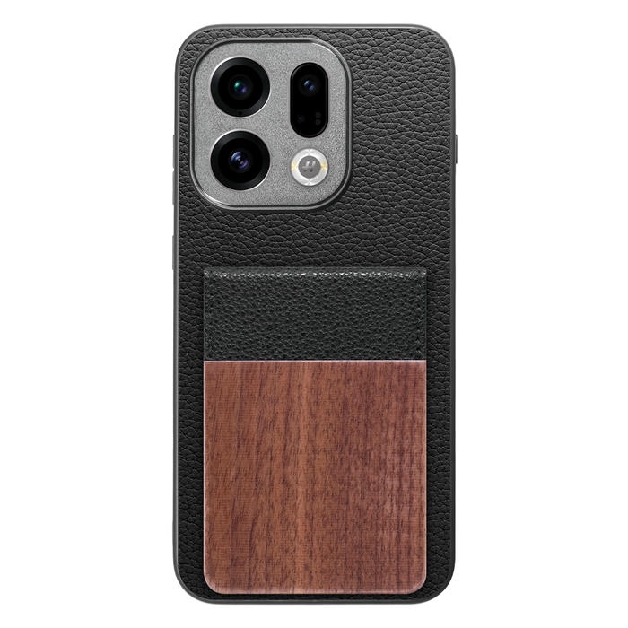 [ LOOF NATURE-SHELL ] OPPO Find X9 OPG07 CPH2797 ケース 背面 カード収納 カード入れ カードポケット カバー スマホケース 天然木 本革 [ OPPO Find X9 ]