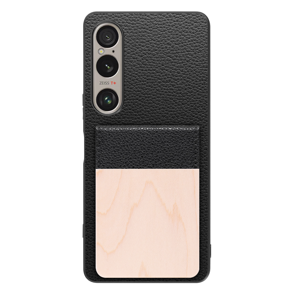 [ LOOF NATURE-SHELL ] Xperia 1 VI  ケース 背面 カード収納 カード入れ カードポケット カバー スマホケース 天然木 本革 [ Xperia 1 VI ]