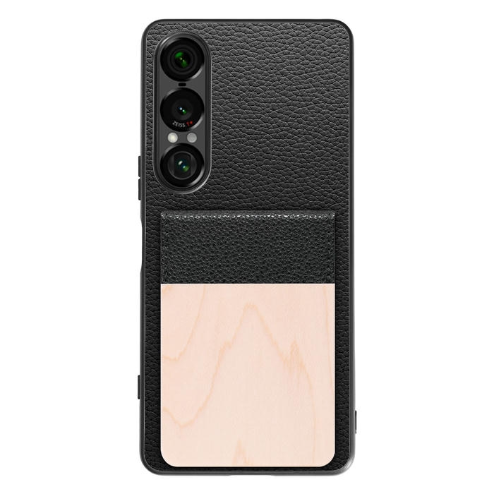 [ LOOF NATURE-SHELL ] Xperia 1 VII SO-51F ケース 背面 カード収納 カード入れ カードポケット カバー スマホケース 天然木 本革 [ Xperia 1 VII ]