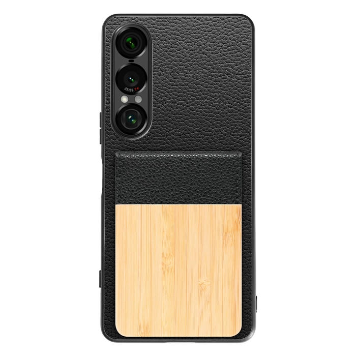 [ LOOF NATURE-SHELL ] Xperia 1 VII SO-51F ケース 背面 カード収納 カード入れ カードポケット カバー スマホケース 天然木 本革 [ Xperia 1 VII ]