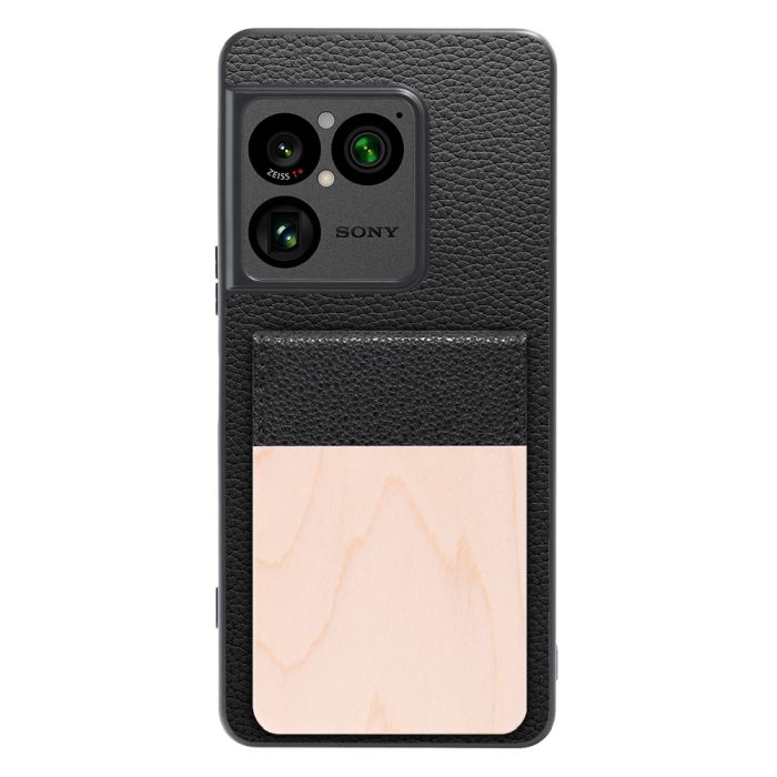 [ LOOF NATURE-SHELL ] Xperia 1 VIII XQ-GE44 SO-51G ケース 背面 カード収納 カード入れ カードポケット カバー スマホケース 天然木 本革 [ Xperia 1 VIII ]