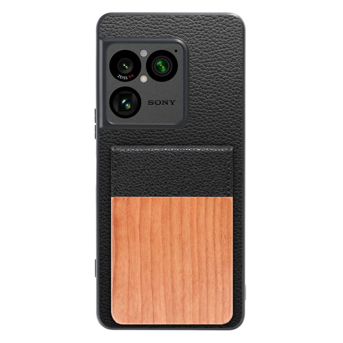 [ LOOF NATURE-SHELL ] Xperia 1 VIII XQ-GE44 SO-51G ケース 背面 カード収納 カード入れ カードポケット カバー スマホケース 天然木 本革 [ Xperia 1 VIII ]