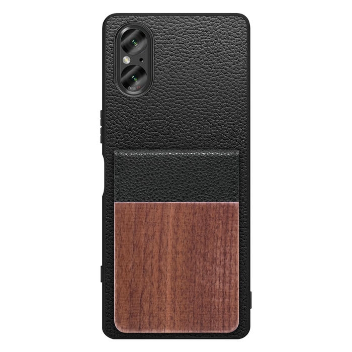 [ LOOF NATURE-SHELL ] Xperia 5 V SO-53D / SOG12 5V Xperia5V ケース 背面 カード収納 カード入れ カードポケット カバー スマホケース 天然木 本革 [ Xperia 5 V ]