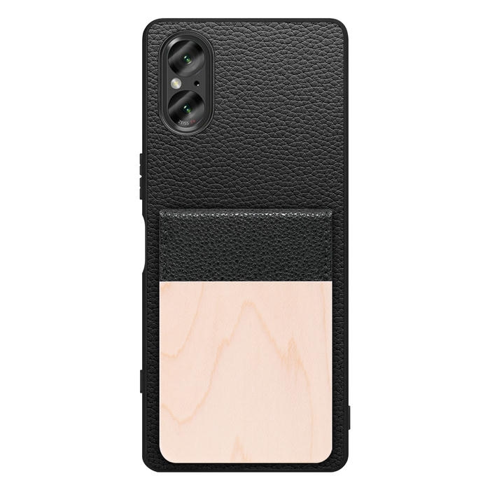 [ LOOF NATURE-SHELL ] Xperia 5 V SO-53D / SOG12 5V Xperia5V ケース 背面 カード収納 カード入れ カードポケット カバー スマホケース 天然木 本革 [ Xperia 5 V ]