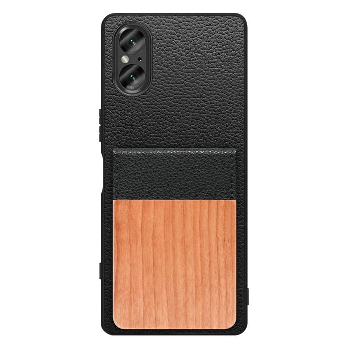 [ LOOF NATURE-SHELL ] Xperia 5 V SO-53D / SOG12 5V Xperia5V ケース 背面 カード収納 カード入れ カードポケット カバー スマホケース 天然木 本革 [ Xperia 5 V ]