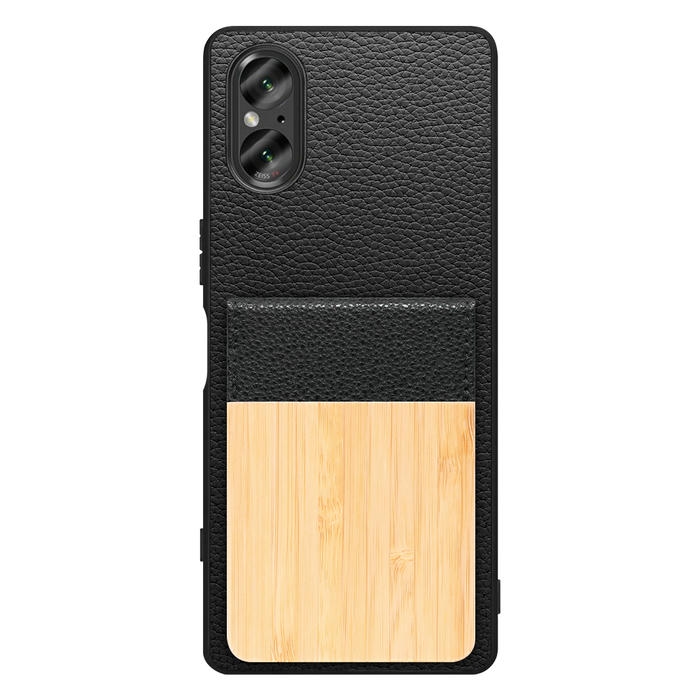 [ LOOF NATURE-SHELL ] Xperia 5 V SO-53D / SOG12 5V Xperia5V ケース 背面 カード収納 カード入れ カードポケット カバー スマホケース 天然木 本革 [ Xperia 5 V ]
