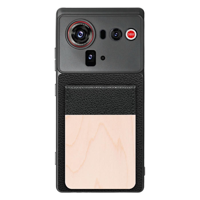 [ LOOF NATURE-SHELL ] nubia Z80 Ultra NX741J ケース 背面 カード収納 カード入れ カードポケット カバー スマホケース 天然木 本革 [ nubia Z80 Ultra ]