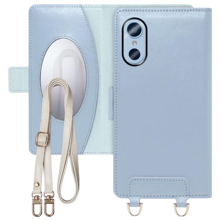 [ LOOF SWEET MIRROR ] arrows We3 F-52G スマホケース  ショルダー付き手帳型スマホケース ミラー付き カードポケット 本革 [ arrows We3 ]