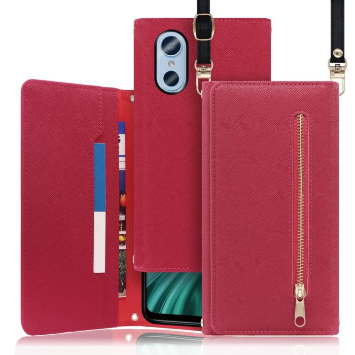 [ LOOF SHOULDER ] arrows We3 F-52G スマホケース ケース カバー ショルダー スマホショルダー ストラップ 肩掛け 首掛け 手帳型ケース カード収納 マグネット付き ベルトなし [ arrows We3 ]