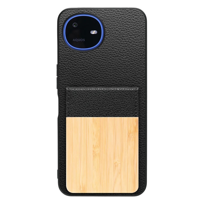 [ LOOF NATURE-SHELL ] AQUOS wish6 SH-M36 ケース 背面 カード収納 カード入れ カードポケット カバー スマホケース 天然木 本革 [ AQUOS wish6 ]