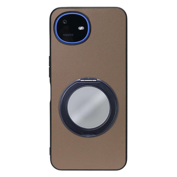 [ LOOF RING-SHELL (ミラー Ver.) ] AQUOS wish6 SH-M36 スマホケース 背面 ケース カバー ミラー付きスマホリング スタンド 本革 レザー 落下防止  [ AQUOS wish6 ]