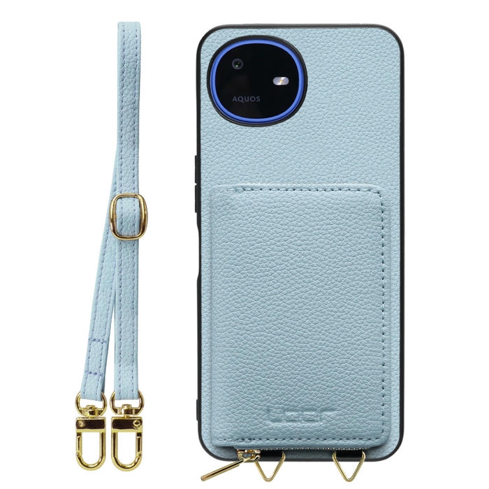 [ LOOF LUXURY-SHELL POUCH ] AQUOS wish6 SH-M36 ケース ショルダー スマホショルダー 背面 収納 ポーチ付き カバー スマホケース ストラップ 本革 [ AQUOS wish6 ]