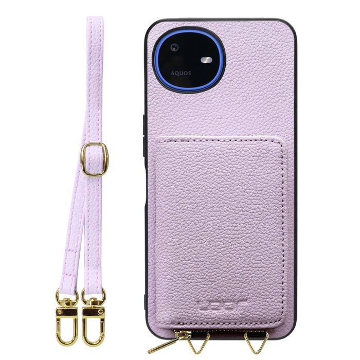 [ LOOF LUXURY-SHELL POUCH ] AQUOS wish6 SH-M36 ケース ショルダー スマホショルダー 背面 収納 ポーチ付き カバー スマホケース ストラップ 本革 [ AQUOS wish6 ]
