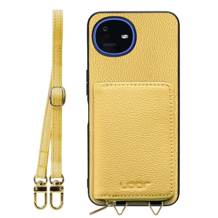 [ LOOF LUXURY-SHELL POUCH ] AQUOS wish6 SH-M36 ケース ショルダー スマホショルダー 背面 収納 ポーチ付き カバー スマホケース ストラップ 本革 [ AQUOS wish6 ]