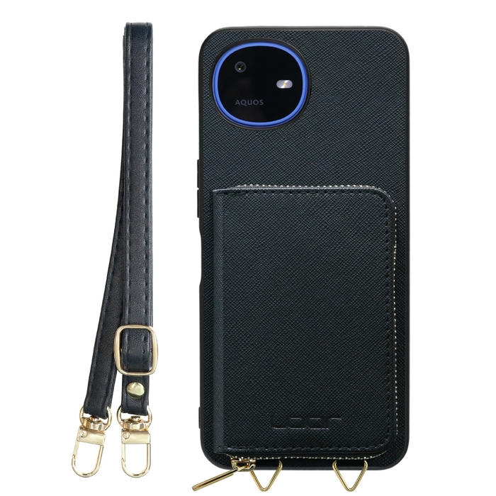 [ LOOF CASUAL-SHELL POUCH ] AQUOS wish6 SH-M36 ケース ショルダー スマホショルダー 背面 収納 ポーチ付き カバー スマホケース ストラップ レザー [ AQUOS wish6 ]