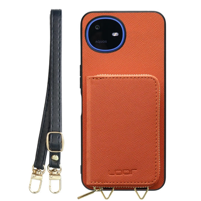 [ LOOF CASUAL-SHELL POUCH ] AQUOS wish6 SH-M36 ケース ショルダー スマホショルダー 背面 収納 ポーチ付き カバー スマホケース ストラップ レザー [ AQUOS wish6 ]