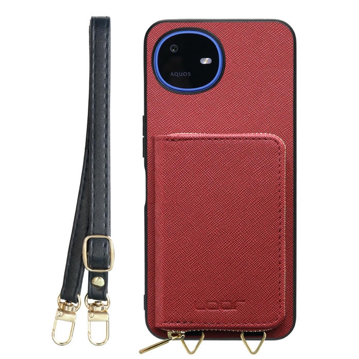 [ LOOF CASUAL-SHELL POUCH ] AQUOS wish6 SH-M36 ケース ショルダー スマホショルダー 背面 収納 ポーチ付き カバー スマホケース ストラップ レザー [ AQUOS wish6 ]