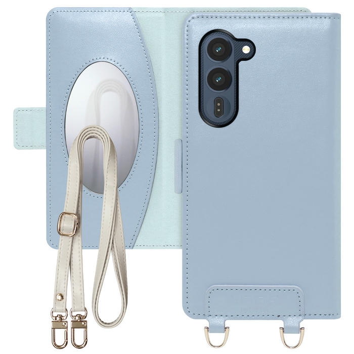 [ LOOF SWEET MIRROR ] arrows Alpha2 F-51G スマホケース  ショルダー付き手帳型スマホケース ミラー付き カードポケット 本革 [ arrows Alpha2 ]