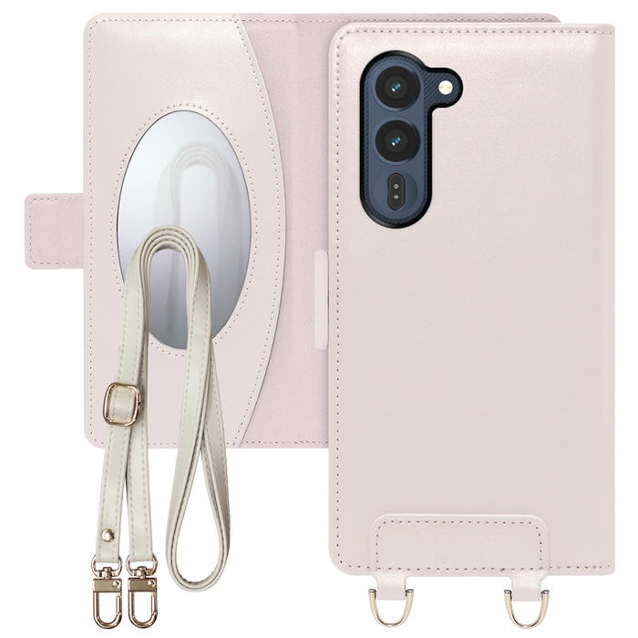 [ LOOF SWEET MIRROR ] arrows Alpha2 F-51G スマホケース  ショルダー付き手帳型スマホケース ミラー付き カードポケット 本革 [ arrows Alpha2 ]