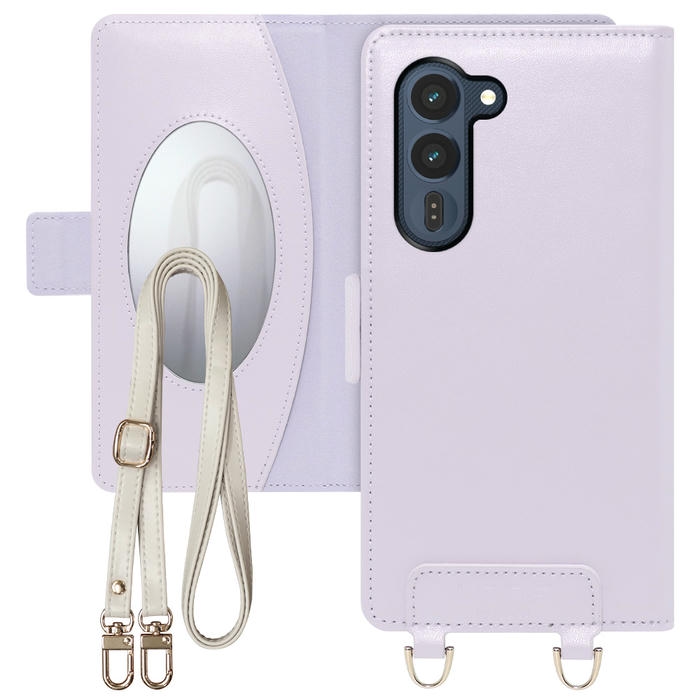 [ LOOF SWEET MIRROR ] arrows Alpha2 F-51G スマホケース  ショルダー付き手帳型スマホケース ミラー付き カードポケット 本革 [ arrows Alpha2 ]