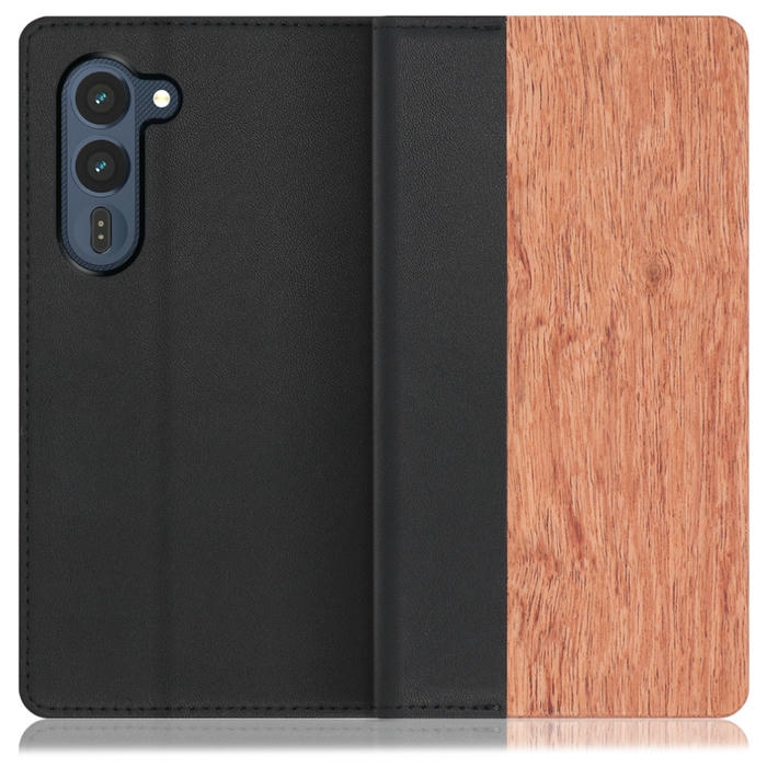 [ LOOF NATURE ] arrows Alpha2 F-51G スマホケース ケース カバー 手帳型ケース カード収納 マグネット付き 天然木 本革 ベルトなし [ arrows Alpha2 ]