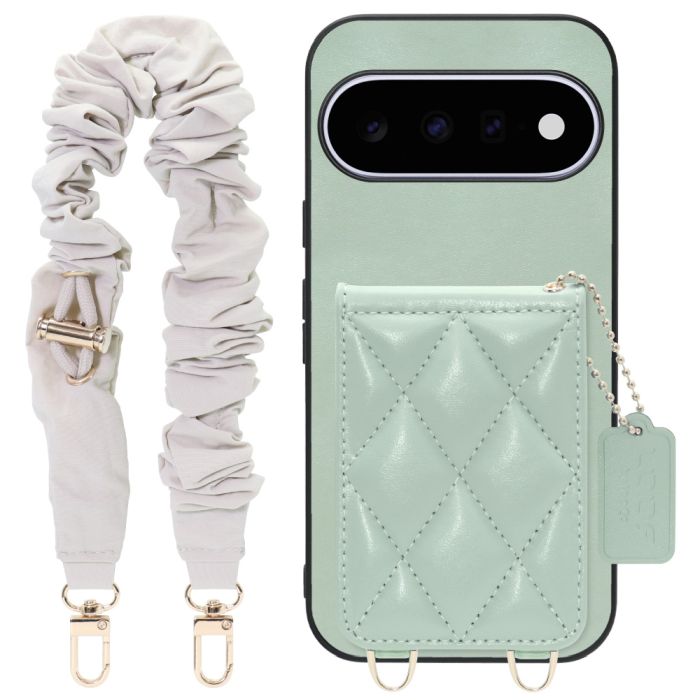 [ LOOF SWEET-SHELL SHUSHU ] Google Pixel 11  スマホケース キルティング加工のカードケース付き シュシュストラップ付き マグネット内蔵 カード収納 本革 パステルカラー [ Google Pixel 11 ]