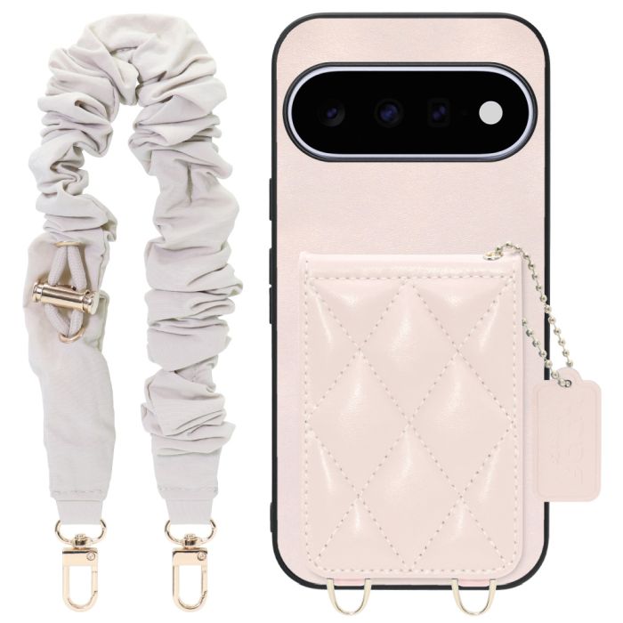 [ LOOF SWEET-SHELL SHUSHU ] Google Pixel 11  スマホケース キルティング加工のカードケース付き シュシュストラップ付き マグネット内蔵 カード収納 本革 パステルカラー [ Google Pixel 11 ]