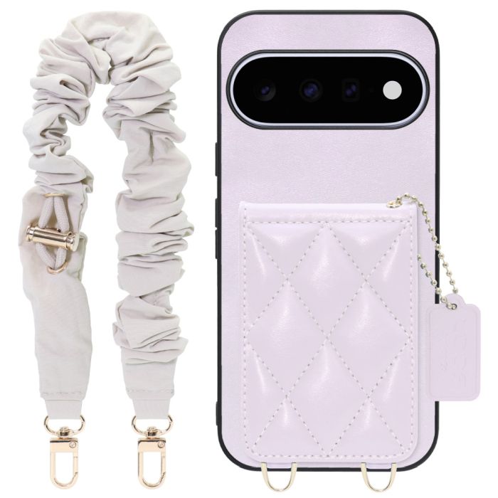 [ LOOF SWEET-SHELL SHUSHU ] Google Pixel 11  スマホケース キルティング加工のカードケース付き シュシュストラップ付き マグネット内蔵 カード収納 本革 パステルカラー [ Google Pixel 11 ]