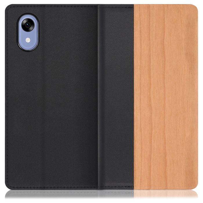 [ LOOF NATURE ] かんたんスマホ5  スマホケース ケース カバー 手帳型ケース カード収納 マグネット付き 天然木 本革 ベルトなし [ かんたんスマホ5 ]