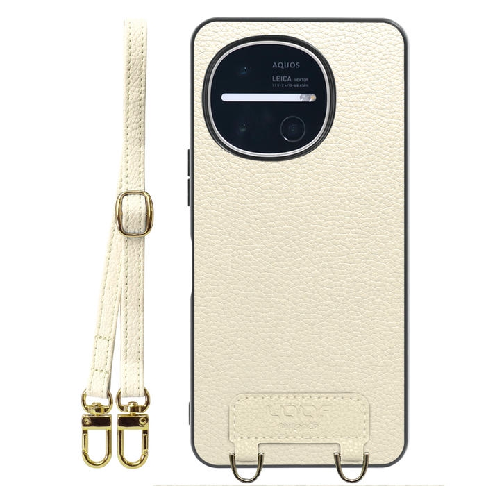 [ LOOF LUXURY-SHELL SHOULDER ] AQUOS R11 SH-51G SH-M35 ショルダーストラップ付き シンプルでスマート 本革 シェル型ケース ショルダー ストラップ スマホショルダー [ AQUOS R11 ]