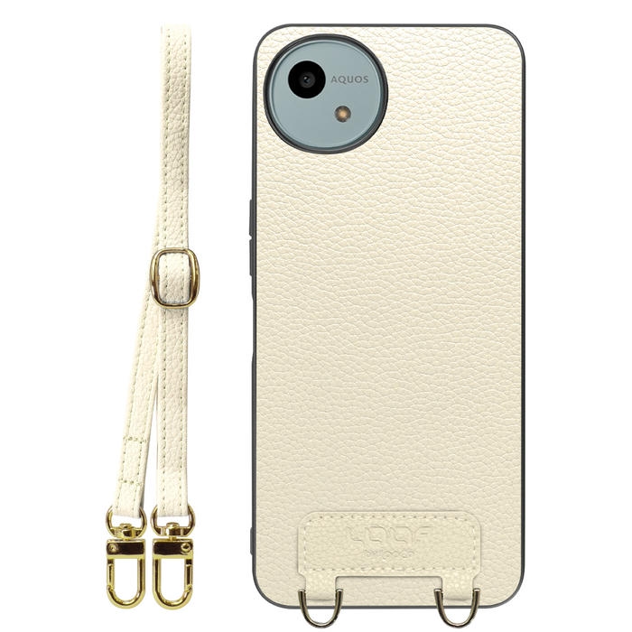 [ LOOF LUXURY-SHELL SHOULDER ] AQUOS wish4 SH-52E ショルダーストラップ付き シンプルでスマート 本革 シェル型ケース ショルダー ストラップ スマホショルダー [ AQUOS wish4 ]