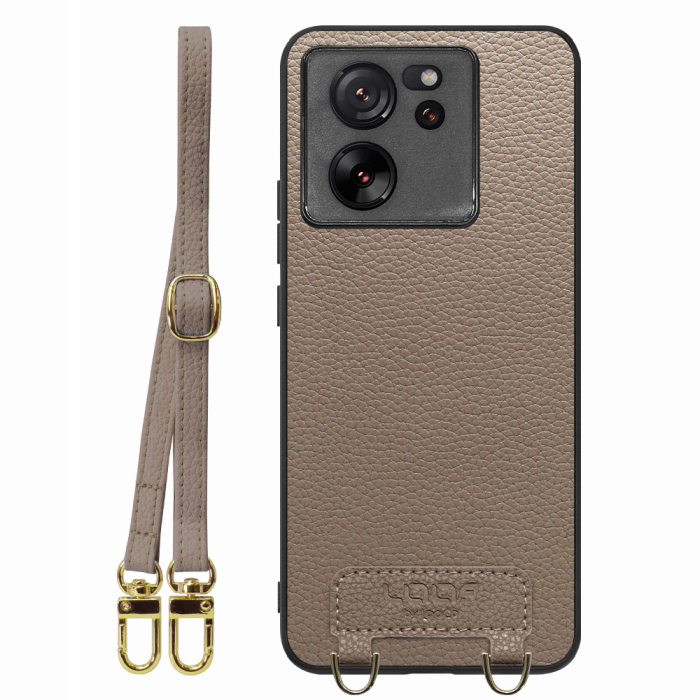 [ LOOF LUXURY-SHELL SHOULDER ] Xiaomi 13T / 13T Pro XIG04 13 T 13TPro ショルダーストラップ付き シンプルでスマート 本革 シェル型ケース ショルダー ストラップ スマホショルダー [ Xiaomi 13T / 13T Pro ]