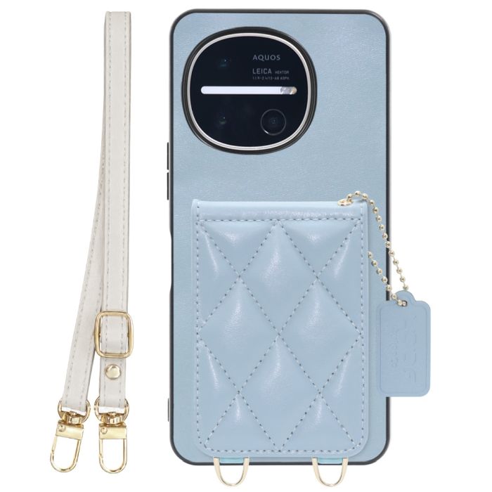 [ LOOF SWEET-SHELL SHOULDER  ] AQUOS R11 SH-51G SH-M35 スマホケース キルティング加工のカードケース付き ロングストラップ付き マグネット内蔵 カード収納 本革 [ AQUOS R11 ]