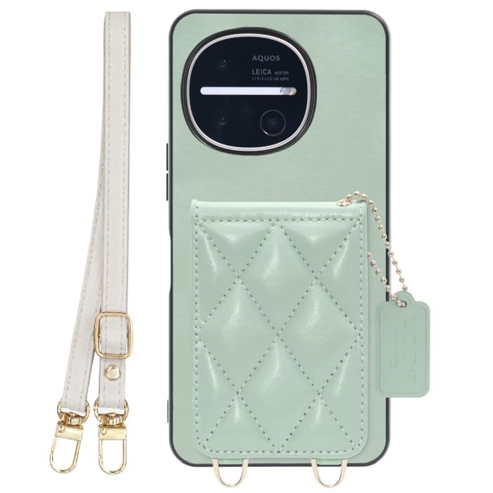 [ LOOF SWEET-SHELL SHOULDER  ] AQUOS R11 SH-51G SH-M35 スマホケース キルティング加工のカードケース付き ロングストラップ付き マグネット内蔵 カード収納 本革 [ AQUOS R11 ]