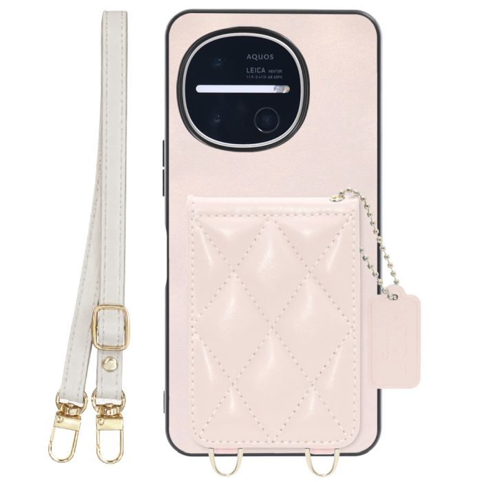 [ LOOF SWEET-SHELL SHOULDER  ] AQUOS R11 SH-51G SH-M35 スマホケース キルティング加工のカードケース付き ロングストラップ付き マグネット内蔵 カード収納 本革 [ AQUOS R11 ]