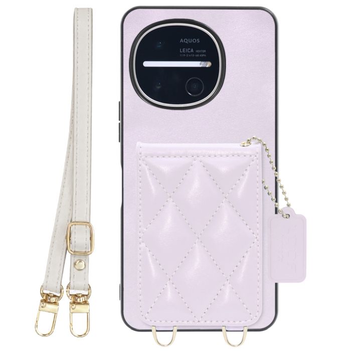 [ LOOF SWEET-SHELL SHOULDER  ] AQUOS R11 SH-51G SH-M35 スマホケース キルティング加工のカードケース付き ロングストラップ付き マグネット内蔵 カード収納 本革 [ AQUOS R11 ]