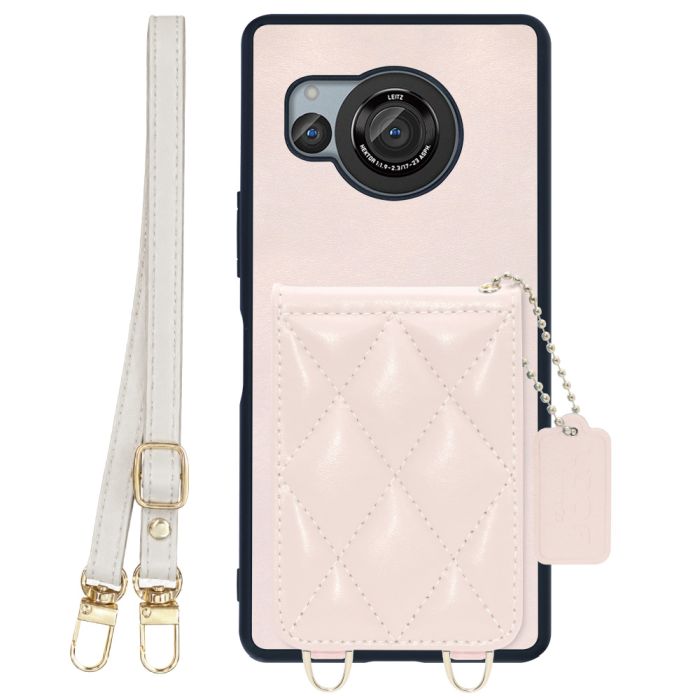 [ LOOF SWEET-SHELL SHOULDER  ] AQUOS R8 SH-52D AQUOSR8 スマホケース キルティング加工のカードケース付き ロングストラップ付き マグネット内蔵 カード収納 本革 [ AQUOS R8 ]