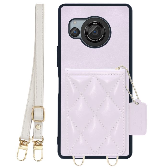 [ LOOF SWEET-SHELL SHOULDER  ] AQUOS R8 SH-52D AQUOSR8 スマホケース キルティング加工のカードケース付き ロングストラップ付き マグネット内蔵 カード収納 本革 [ AQUOS R8 ]