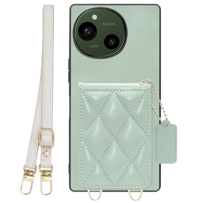 [ LOOF SWEET-SHELL SHOULDER  ] AQUOS R9 / R10 SH-51E SH-51F スマホケース キルティング加工のカードケース付き ロングストラップ付き マグネット内蔵 カード収納 本革 [ AQUOS R9 / R10 ]