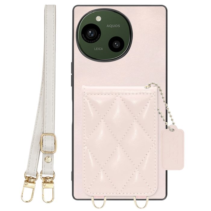 [ LOOF SWEET-SHELL SHOULDER  ] AQUOS R9 / R10 SH-51E SH-51F スマホケース キルティング加工のカードケース付き ロングストラップ付き マグネット内蔵 カード収納 本革 [ AQUOS R9 / R10 ]