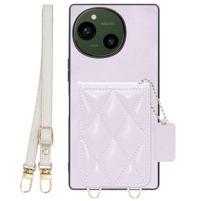 [ LOOF SWEET-SHELL SHOULDER  ] AQUOS R9 / R10 SH-51E SH-51F スマホケース キルティング加工のカードケース付き ロングストラップ付き マグネット内蔵 カード収納 本革 [ AQUOS R9 / R10 ]