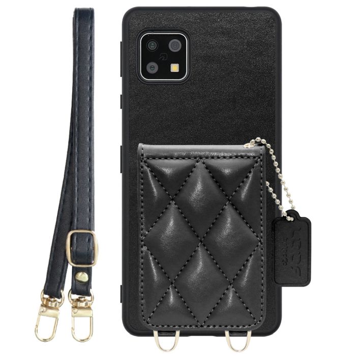 [ LOOF SWEET-SHELL SHOULDER  ] AQUOS sense4 / sense4 lite / sense4 basic / sense5G / やさしいスマホ2 sense 4 4lite 4basic 5G sense4lite sense4basic スマホケース キルティング加工のカードケース付き ロングストラップ付き マグネット内蔵 カード収納 本革 [ AQUOS sense4/4 lite/4 basic/sense5G/やさしいスマホ2 ]
