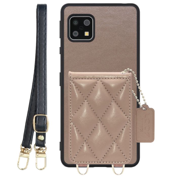 [ LOOF SWEET-SHELL SHOULDER  ] AQUOS sense4 / sense4 lite / sense4 basic / sense5G / やさしいスマホ2 sense 4 4lite 4basic 5G sense4lite sense4basic スマホケース キルティング加工のカードケース付き ロングストラップ付き マグネット内蔵 カード収納 本革 [ AQUOS sense4/4 lite/4 basic/sense5G/やさしいスマホ2 ]