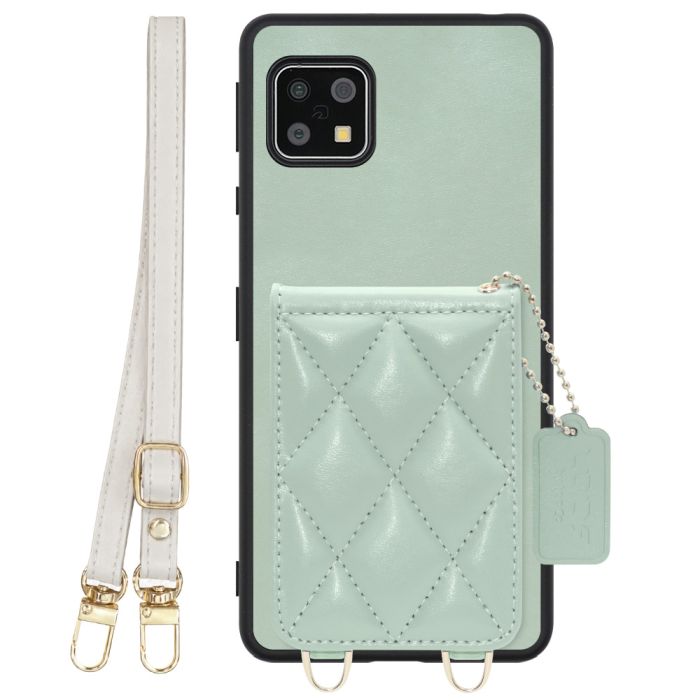 [ LOOF SWEET-SHELL SHOULDER  ] AQUOS sense4 / sense4 lite / sense4 basic / sense5G / やさしいスマホ2 sense 4 4lite 4basic 5G sense4lite sense4basic スマホケース キルティング加工のカードケース付き ロングストラップ付き マグネット内蔵 カード収納 本革 [ AQUOS sense4/4 lite/4 basic/sense5G/やさしいスマホ2 ]