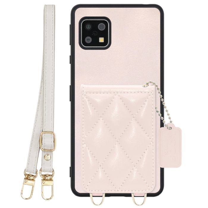 [ LOOF SWEET-SHELL SHOULDER  ] AQUOS sense4 / sense4 lite / sense4 basic / sense5G / やさしいスマホ2 sense 4 4lite 4basic 5G sense4lite sense4basic スマホケース キルティング加工のカードケース付き ロングストラップ付き マグネット内蔵 カード収納 本革 [ AQUOS sense4/4 lite/4 basic/sense5G/やさしいスマホ2 ]