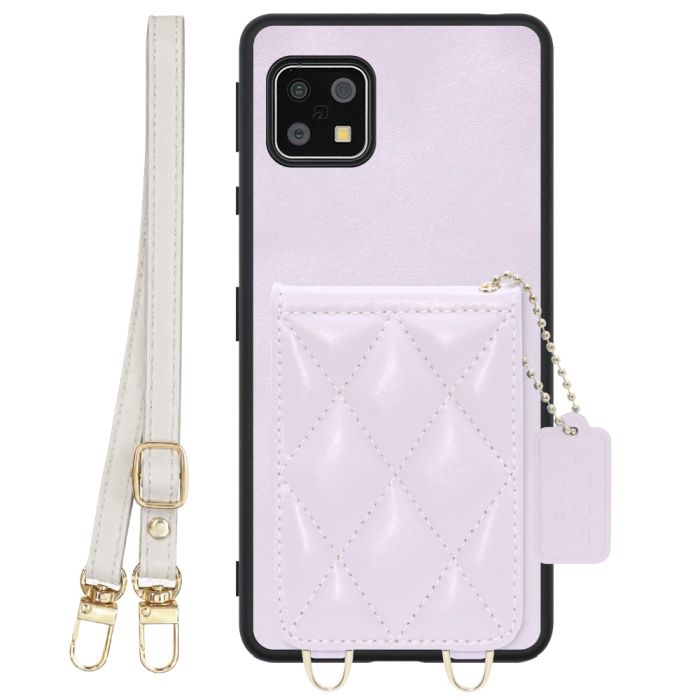 [ LOOF SWEET-SHELL SHOULDER  ] AQUOS sense4 / sense4 lite / sense4 basic / sense5G / やさしいスマホ2 sense 4 4lite 4basic 5G sense4lite sense4basic スマホケース キルティング加工のカードケース付き ロングストラップ付き マグネット内蔵 カード収納 本革 [ AQUOS sense4/4 lite/4 basic/sense5G/やさしいスマホ2 ]