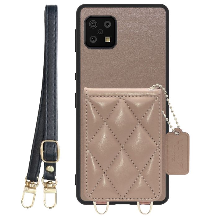 [ LOOF SWEET-SHELL SHOULDER  ] AQUOS sense6s /sense6 sense 6s 6 スマホケース キルティング加工のカードケース付き ロングストラップ付き マグネット内蔵 カード収納 本革 [ AQUOS sense6/sense6s ]